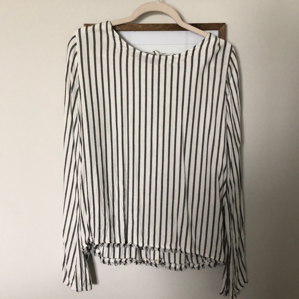 Black and white cloth and stone anthro top